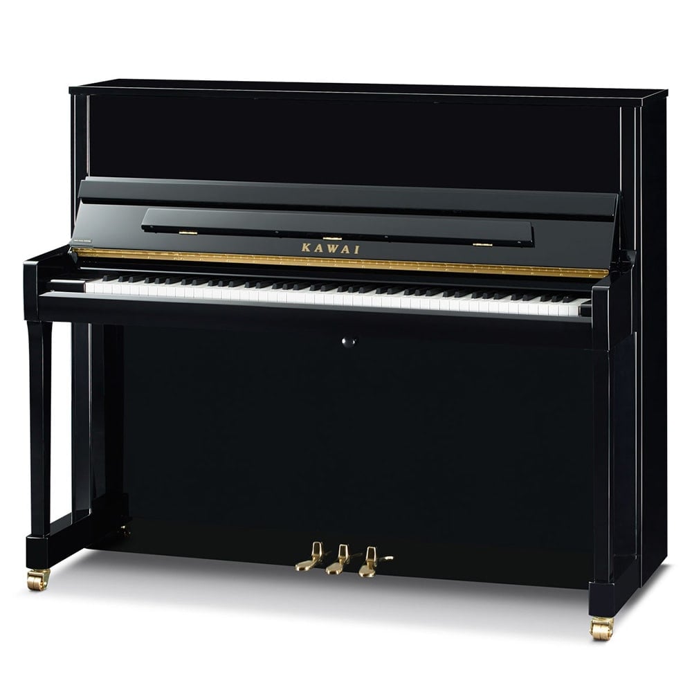 Kawai upright K-300 Polished Ebony in Kawai piano showroom Alberta Calgary