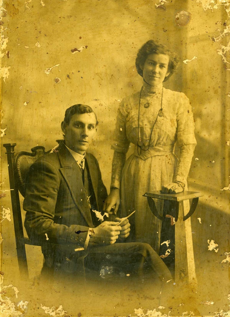 Damaged old vintage photo