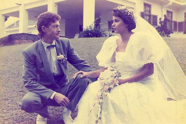 faded colour wedding photo