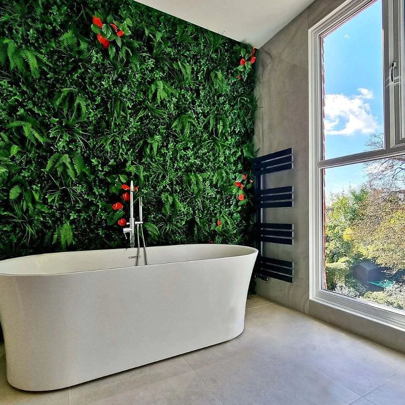 artificial plant walls in bathrooms