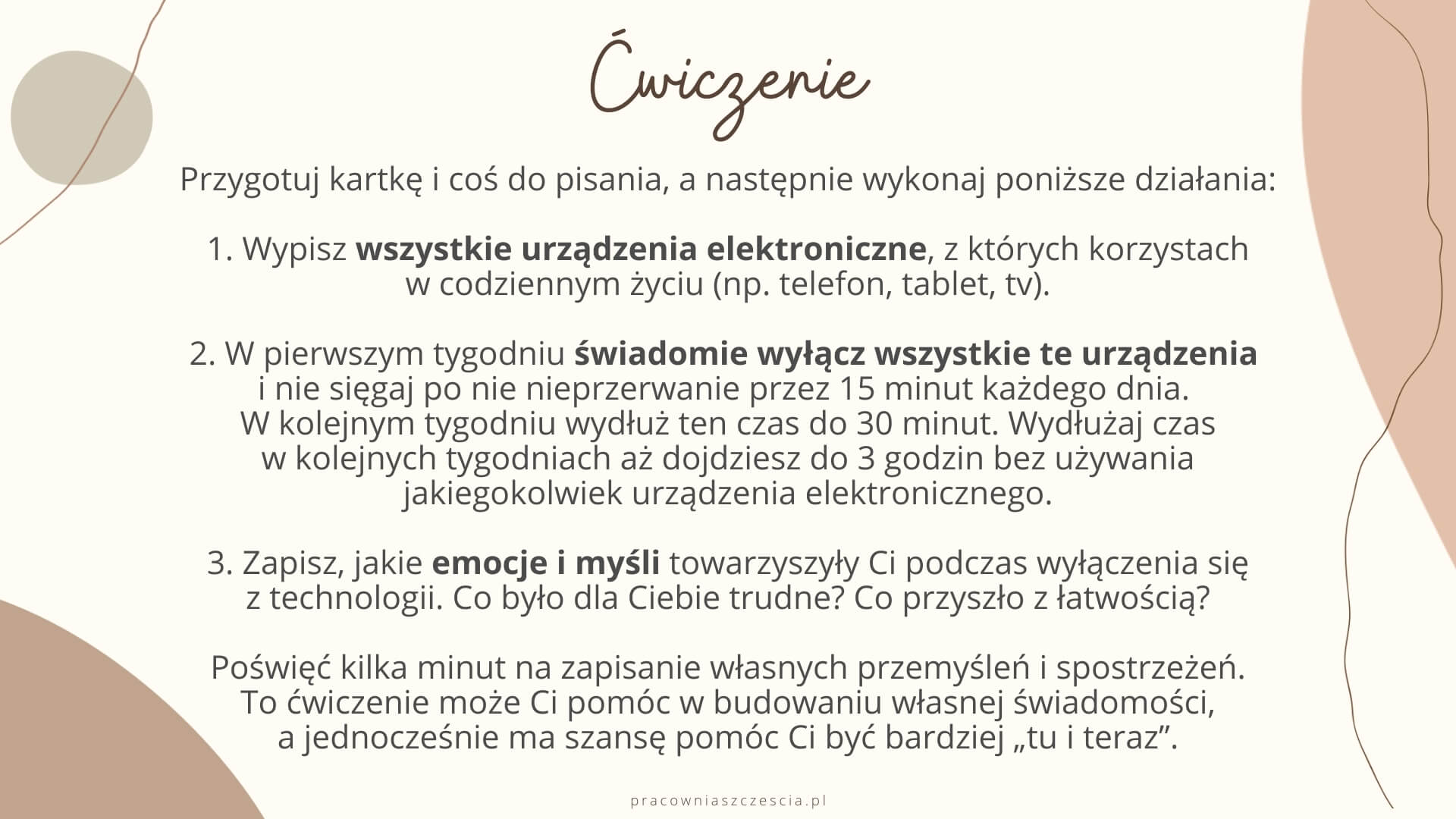 Ćwiczenie do wpisu Uważność: jak zacząć być „tu i teraz”, PS, Pracownia Szczęścia, szczęście, psychologia, mindfulness, uważność