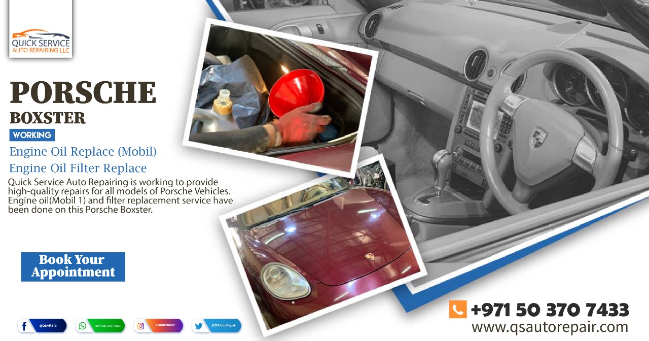 Engine oil Mobil 1 and filter replacement service were done for Porsche Boxster.
