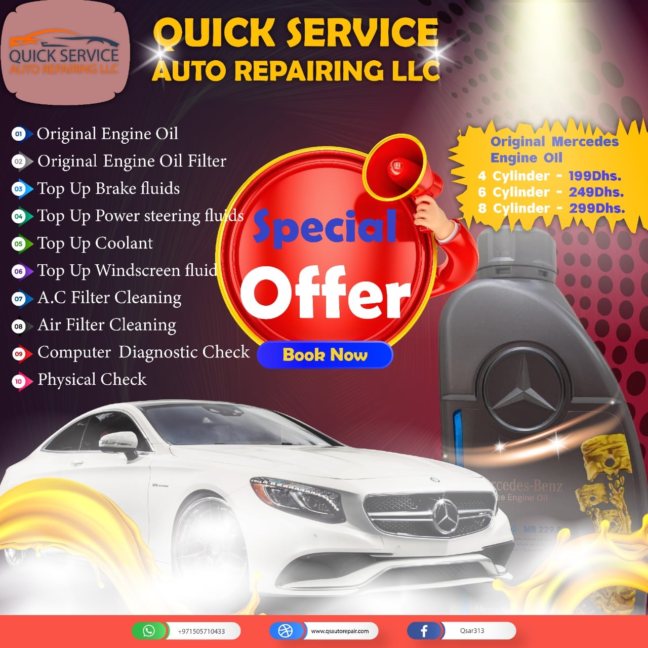 We Use Original Mercedes Engine Oil