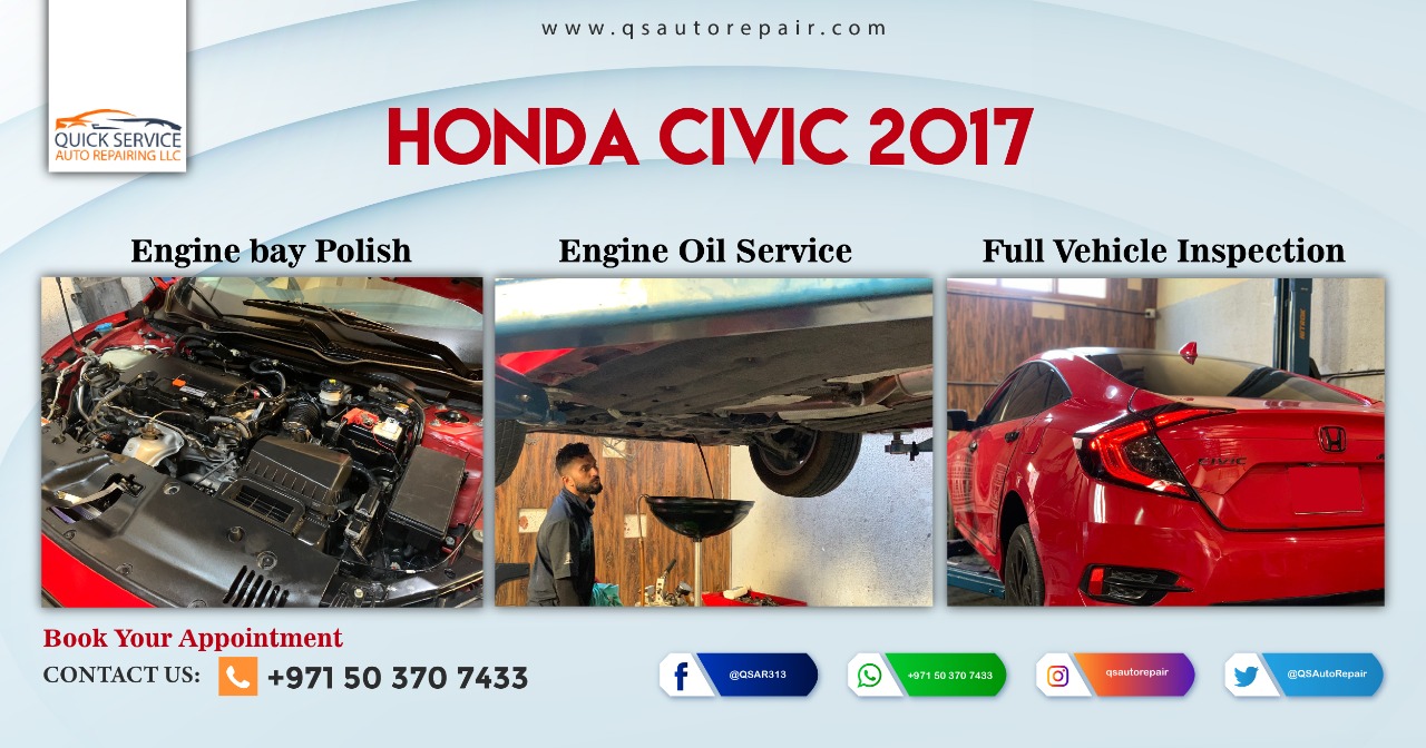 Honda Civic 2017 Engine Oil Service Full Vehicle Inspection Engine Bay Polish