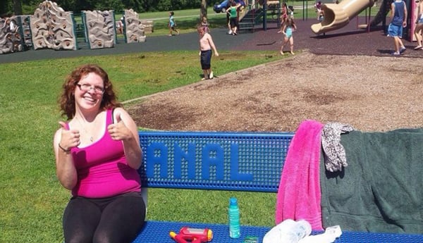 A woman sitting on a bench in a park, contemplating her relationships with the phrase