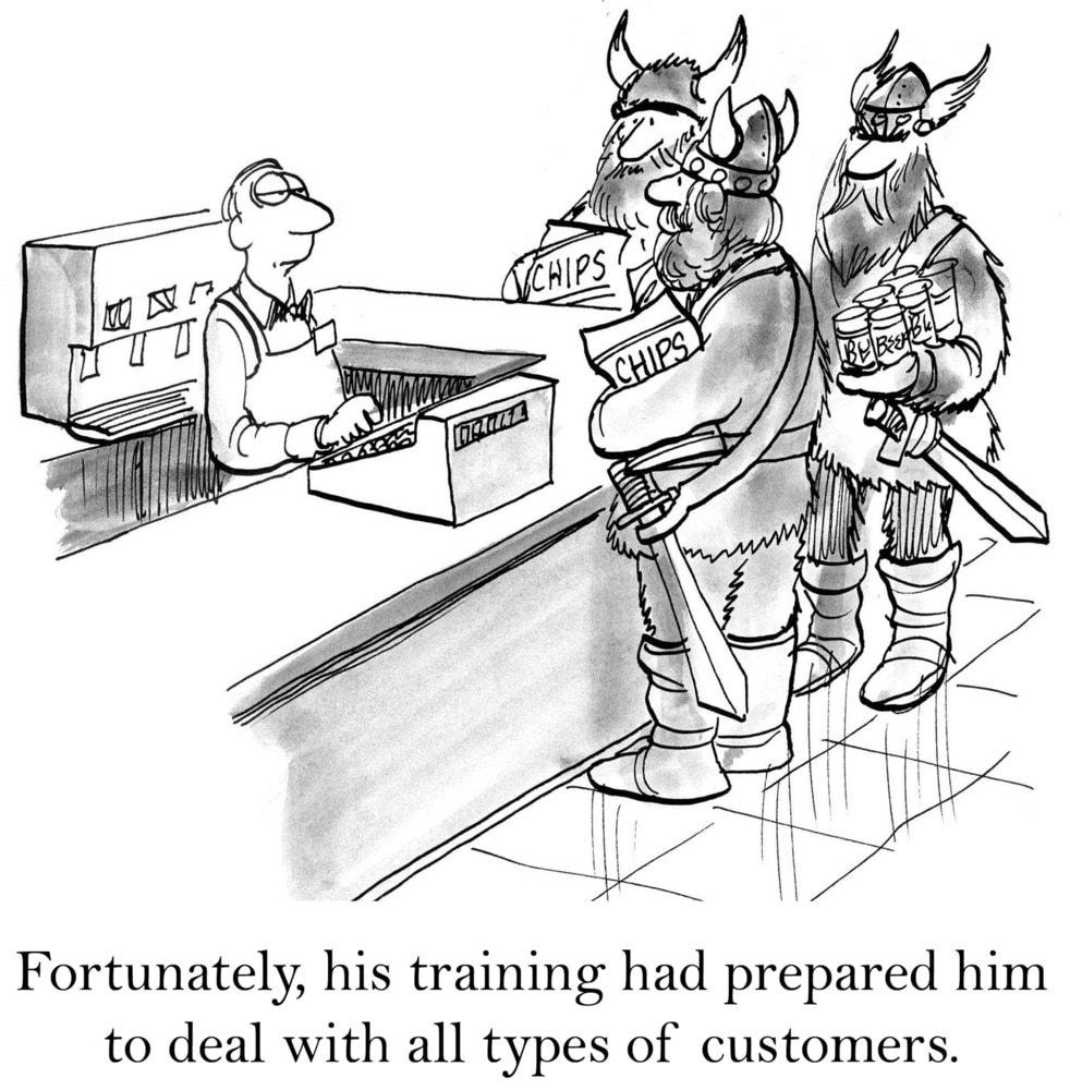 A cartoon of a viking NO.