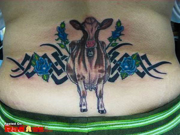 Keywords: cow tattoo, woman