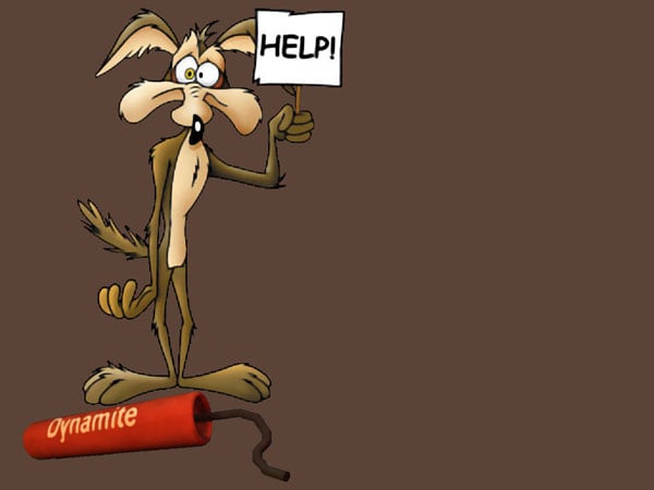 A cartoon dog holding a sign that says help, proving that sometimes