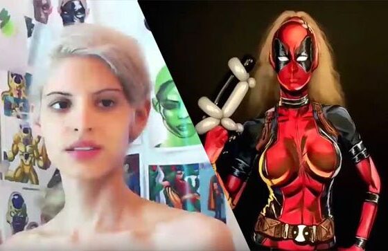Woman, Deadpool costume.