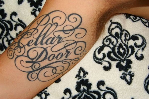 Tattoo, cellar door.