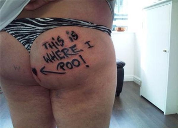 A woman in a bikini with a transformative tattoo.