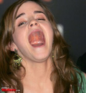 A toothless woman is yawning.