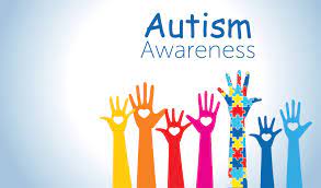 A vibrant background promoting autism awareness with the words