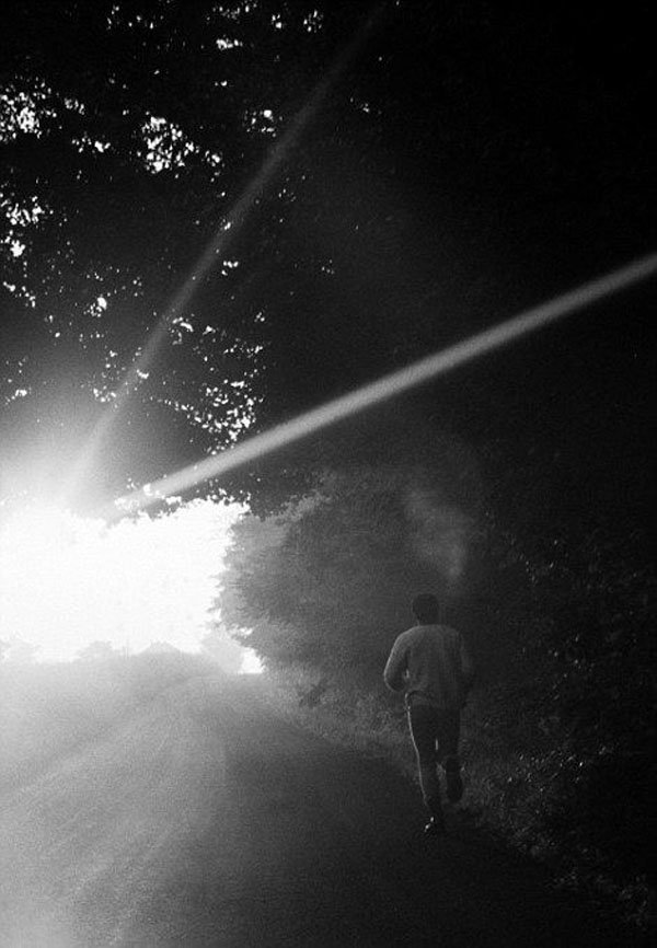 Black and white photo of Muhammad Ali training for