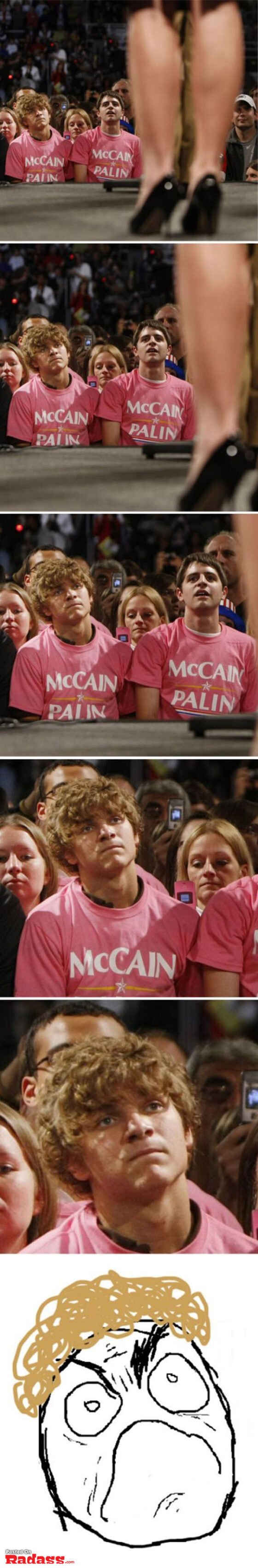 Did you see a picture of a woman in a pink shirt?