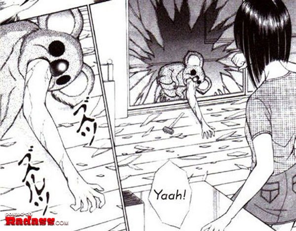 A WTF Japan comic page featuring a girl and a teddy bear.