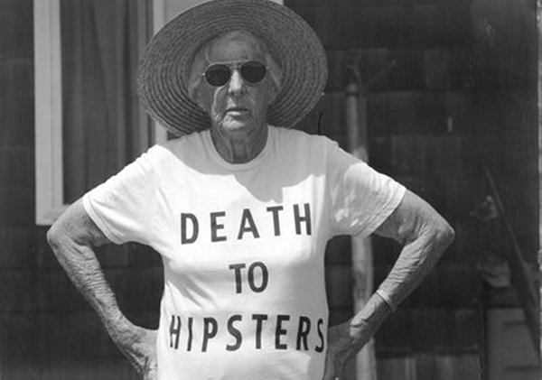 A woman wearing a t-shirt that says