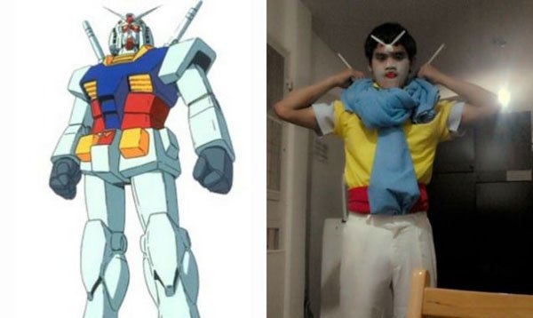Low-Cost Cosplay delights the internet with two gundam-themed pictures.