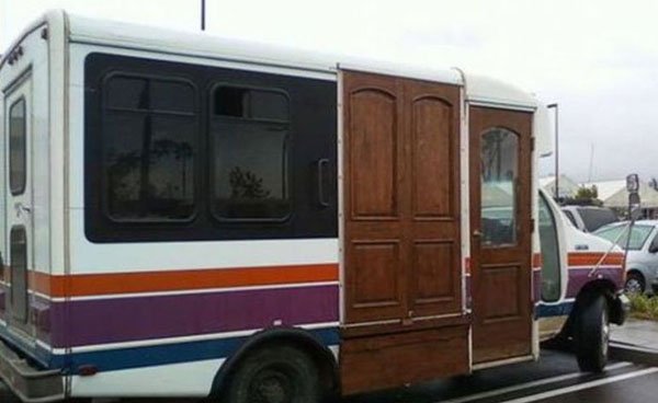 A WTF van parked in a parking lot.
