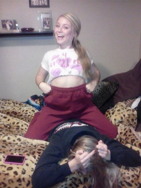 Two girls cuddling on a bed.
Keywords: I Would Date You But…