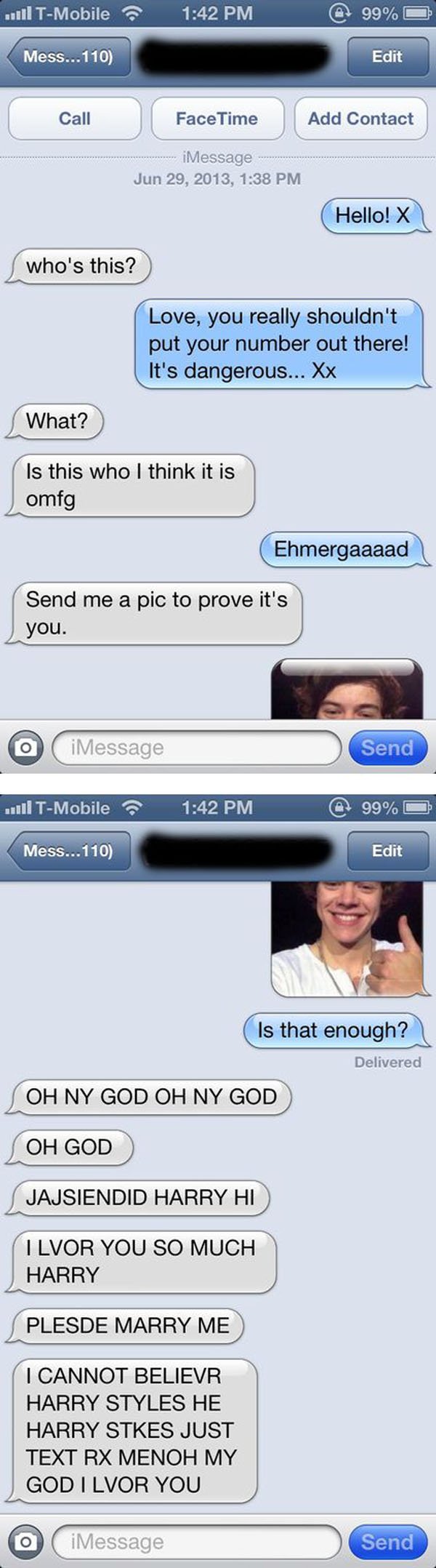 A trolling conversation captured in a screenshot on a woman's phone.