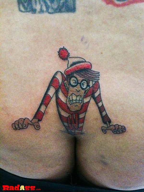A cartoon character tattoo adorning the posterior, showcasing liveliness and bold creations that mesmerize.