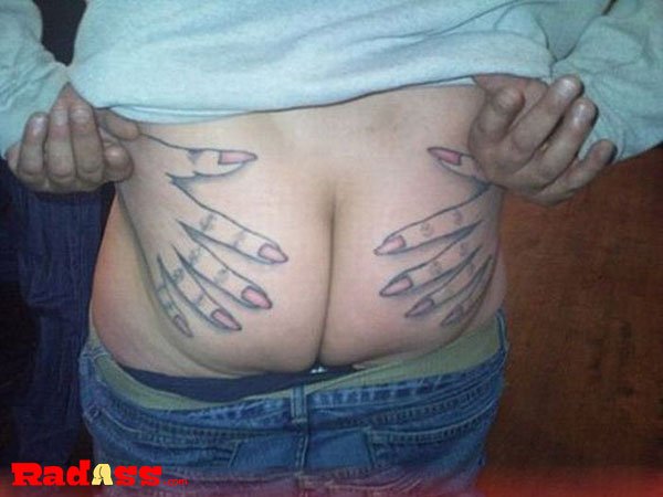 A person with unique tattoos representing hands on his back, reflecting the art of living in the moment.