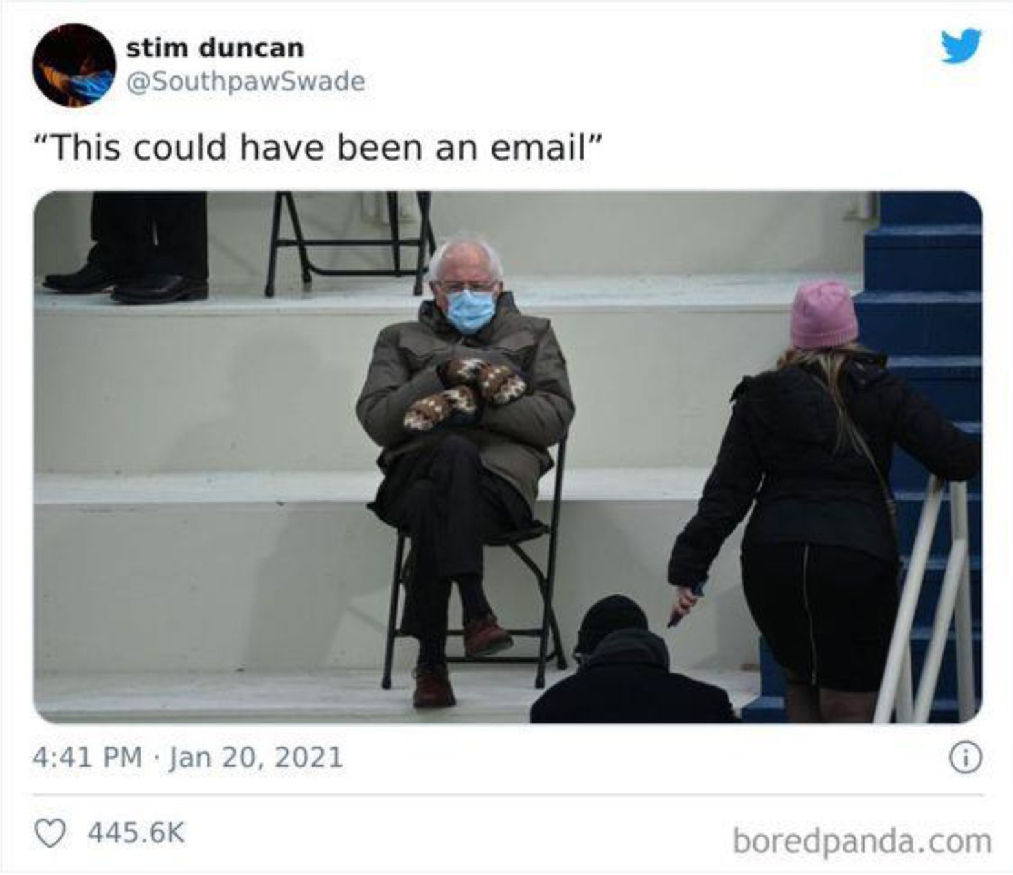 This could have been an email, but Bernie Sanders Inauguration Memes happened.