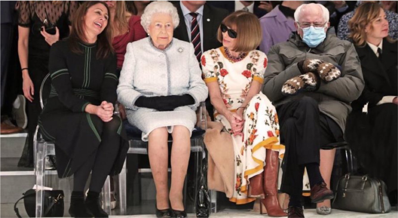 Queen Elizabeth II attends a fashion show.