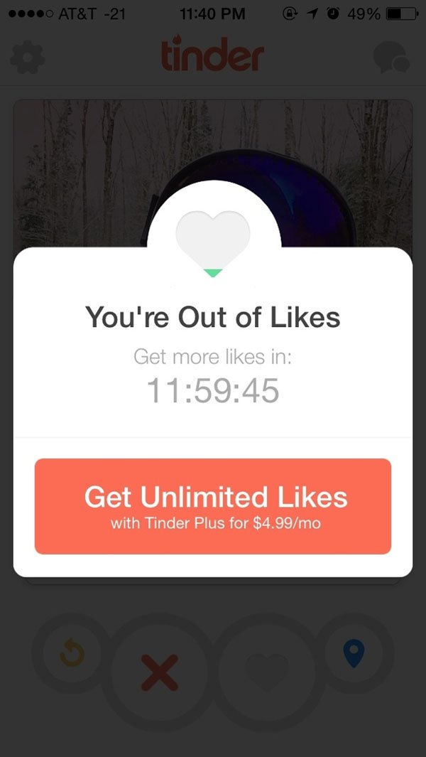 Tinder, endless likes for the best weekly finds