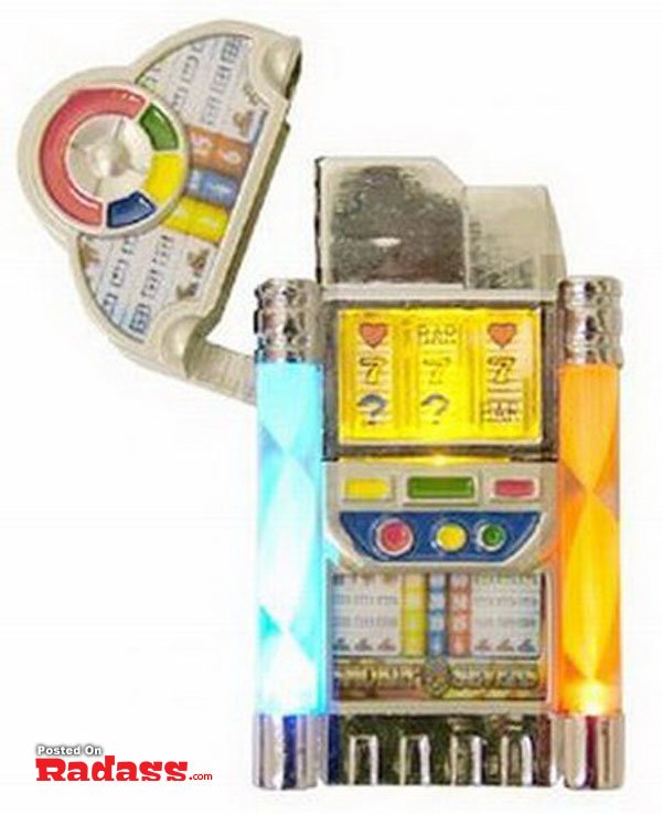 If you're going to light up, do it in style with a lighter that features a slot machine attachment.