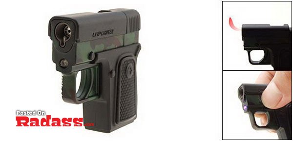 A stylish depiction of a hand holding a gun with a red light for added flair.