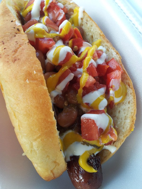 Food porn, hot dog.