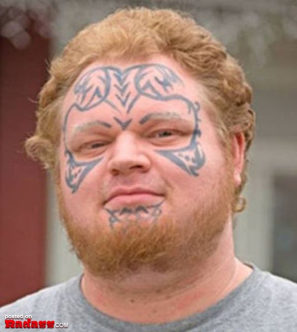 A man with regrettable face tattoo.