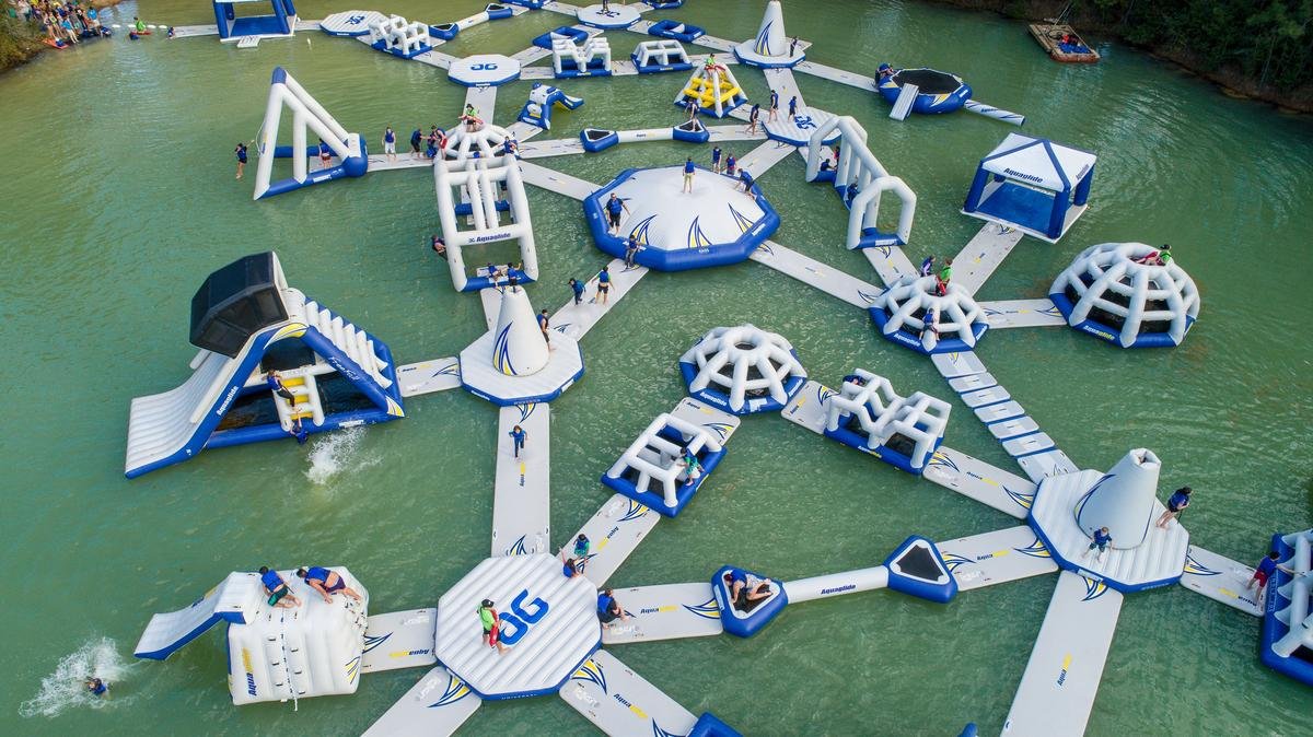 Inflatable water park fun.