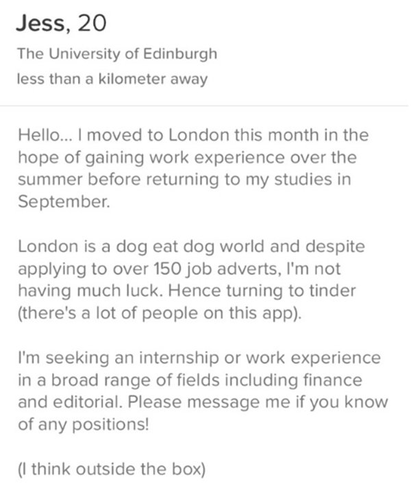 tinder resume