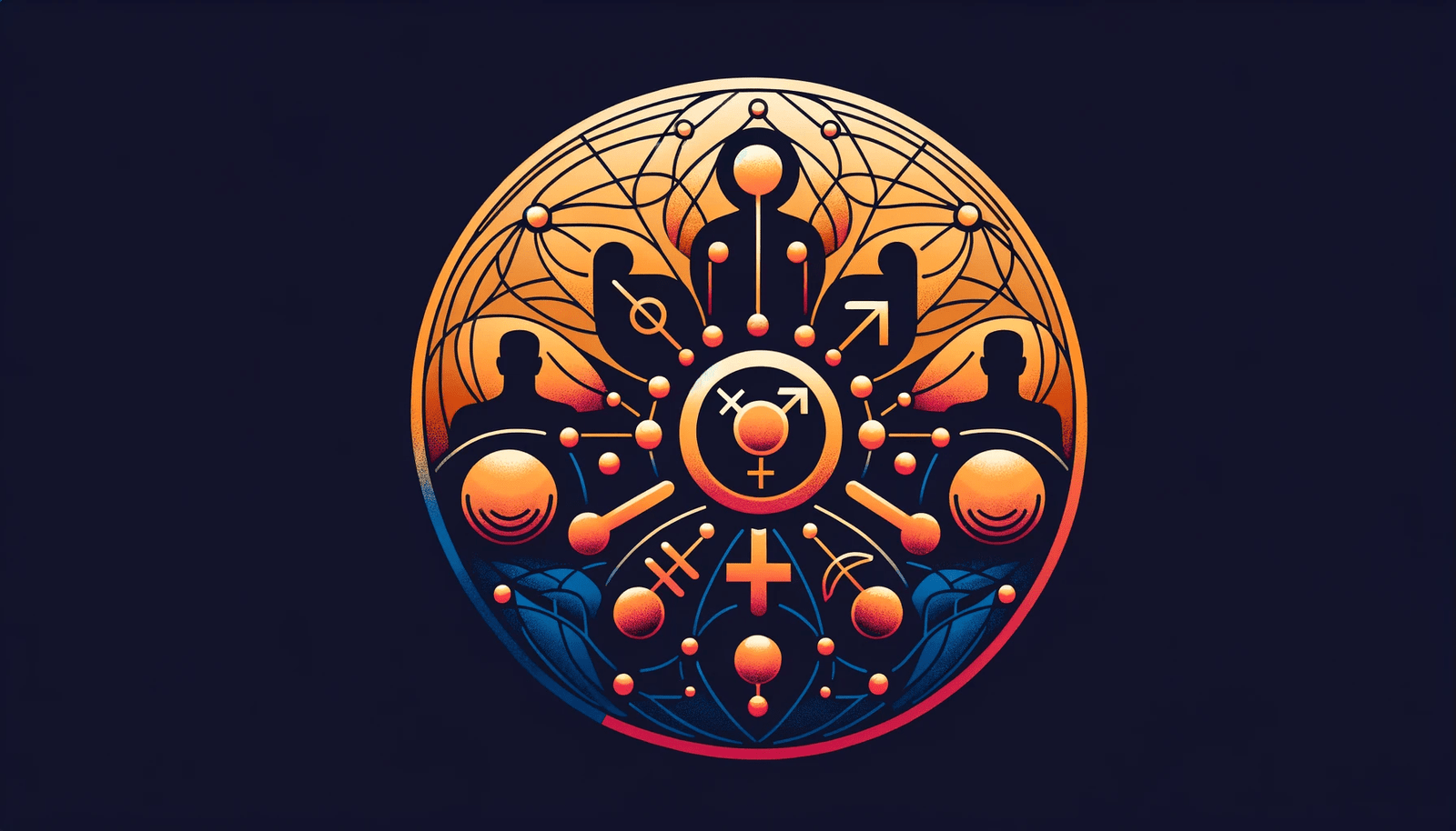 An image of a circle with people in it.