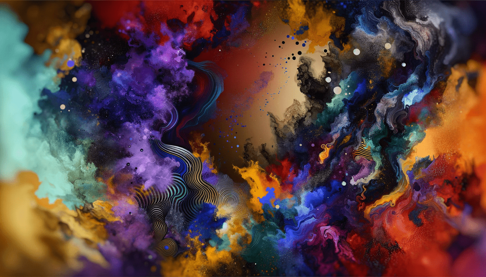 A colorful abstract painting with a lot of different colors.