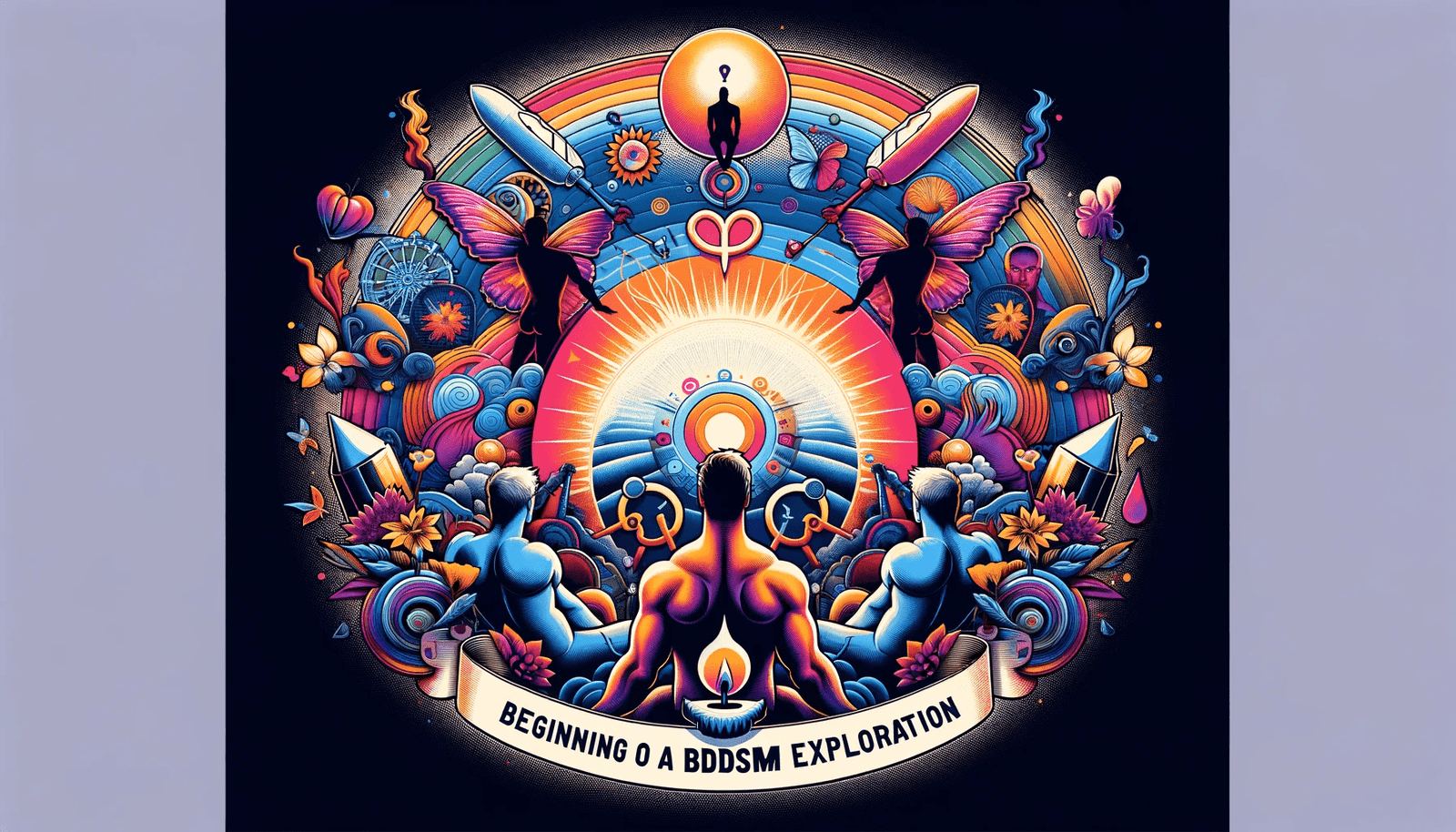 A poster with an image of a man and a woman.