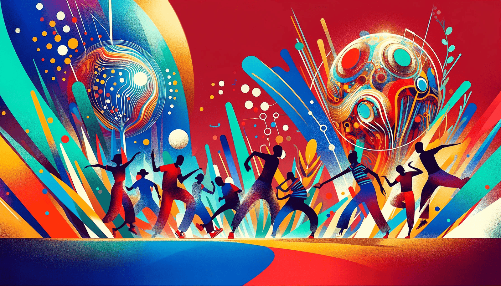 Dance moves on a colorful background.