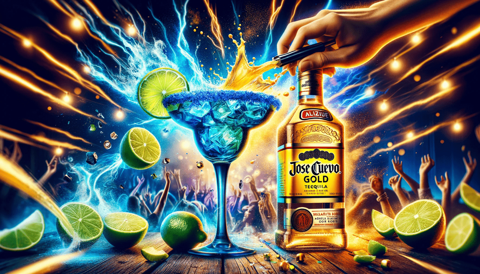 An image of a margarita being poured into a glass.