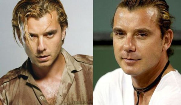 A man with long hair and a man with short hair, showcasing the evolution of pop stars from the 90s to today.