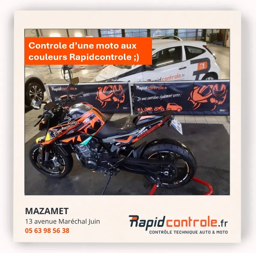 controle technique moto à mazamet, vehicule dans la zone de controle