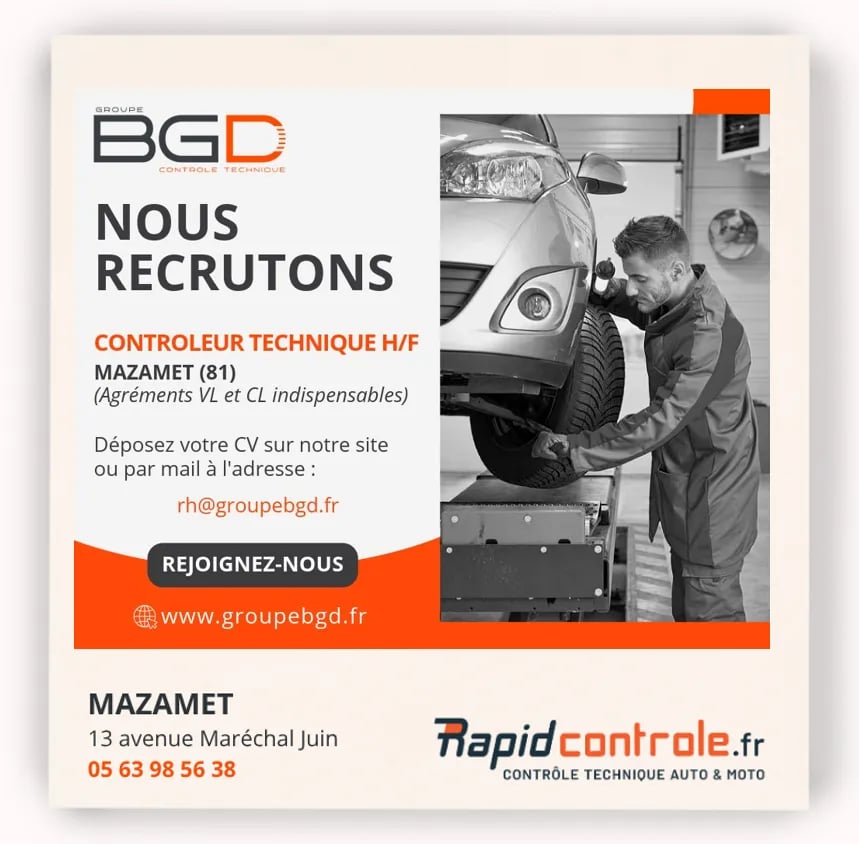 offre d emploi controleur technique mazamet