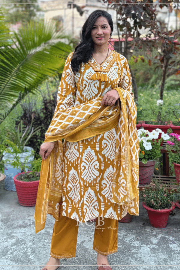 Ikat Print Cotton Suit set
