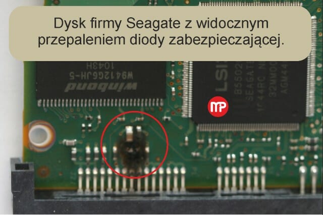 Uszkodzenie elektroniki dysku Seagate