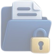 Blue folder icon with a white document and a gold padlock symbol in front, indicating a secured or protected file.