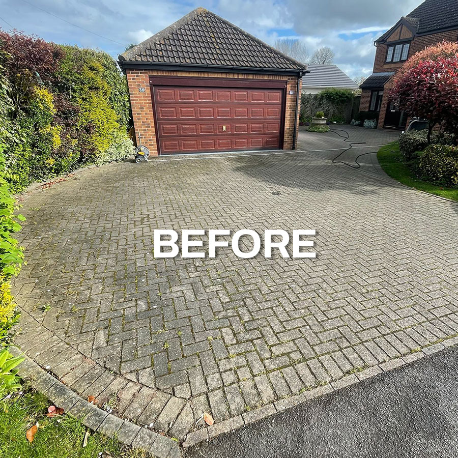 driveway cleaning before picture