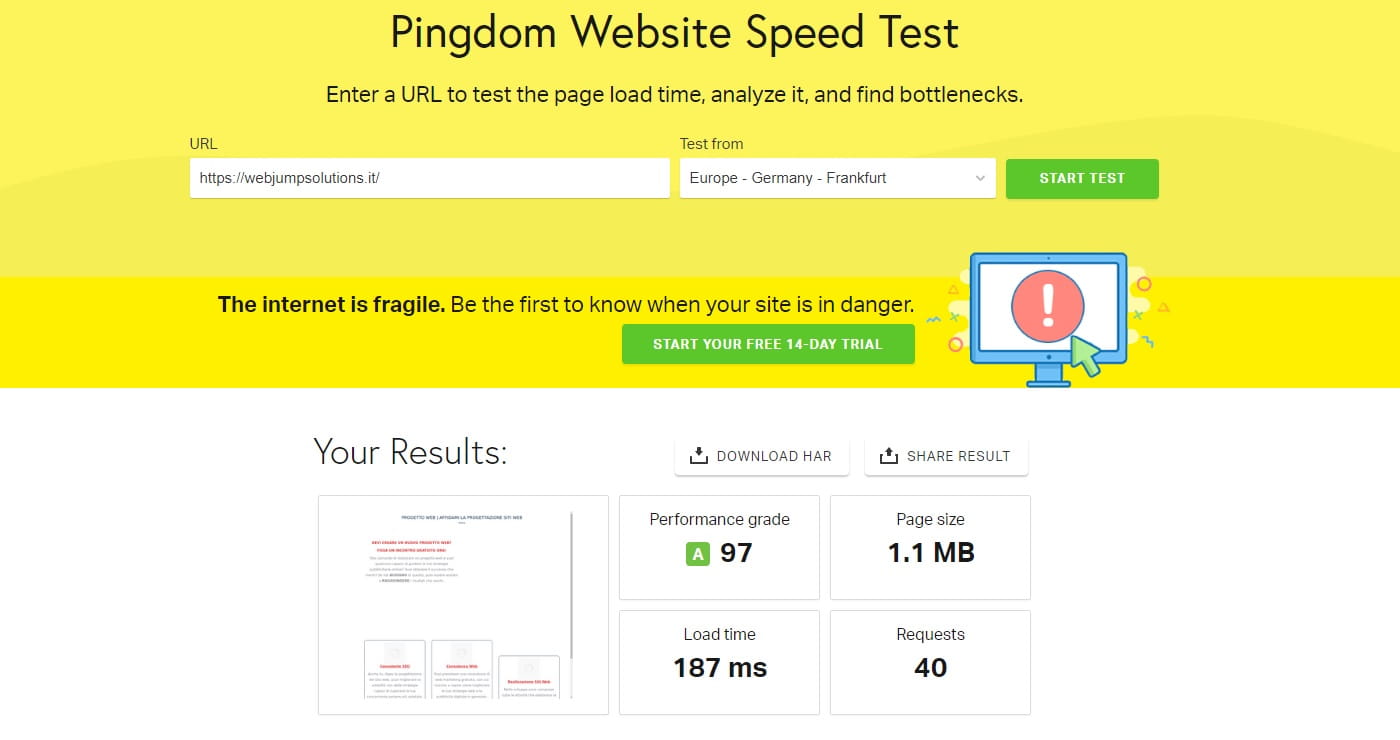 test velocità sito test velocità sito