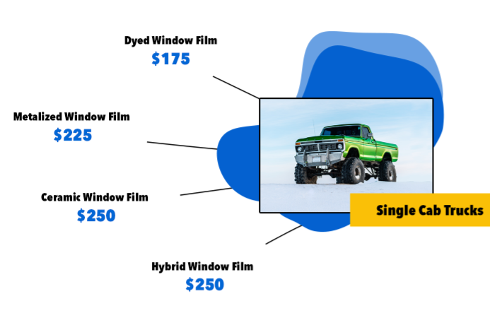 single cab trucks window tint cost by window film type